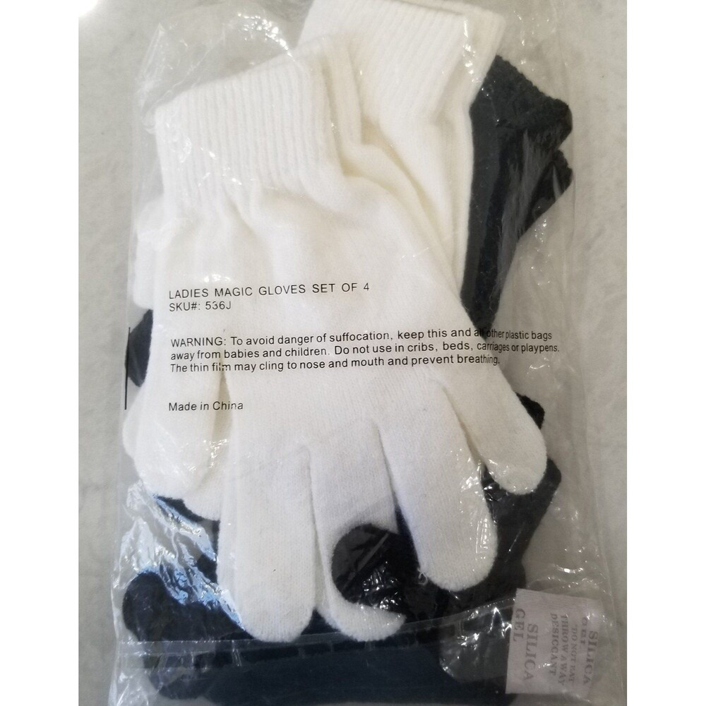 ladies magic gloves 4 pack white and black new sealed